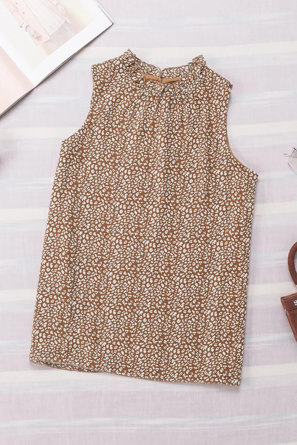 Frill Printed Round Neck Tank, image 2