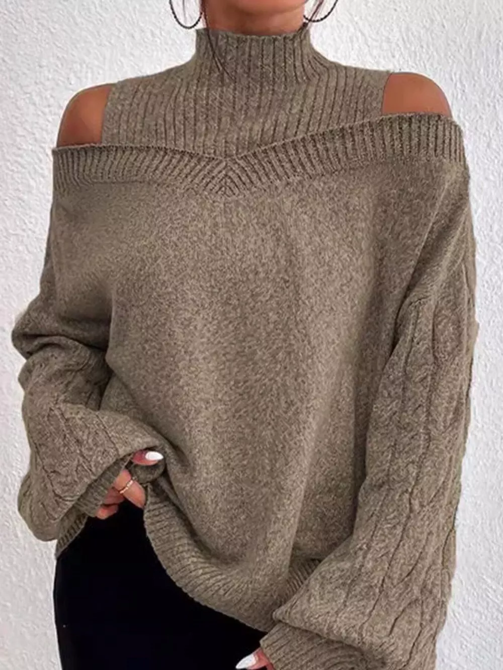 Cold Shoulder Turtleneck Sweater, image 3