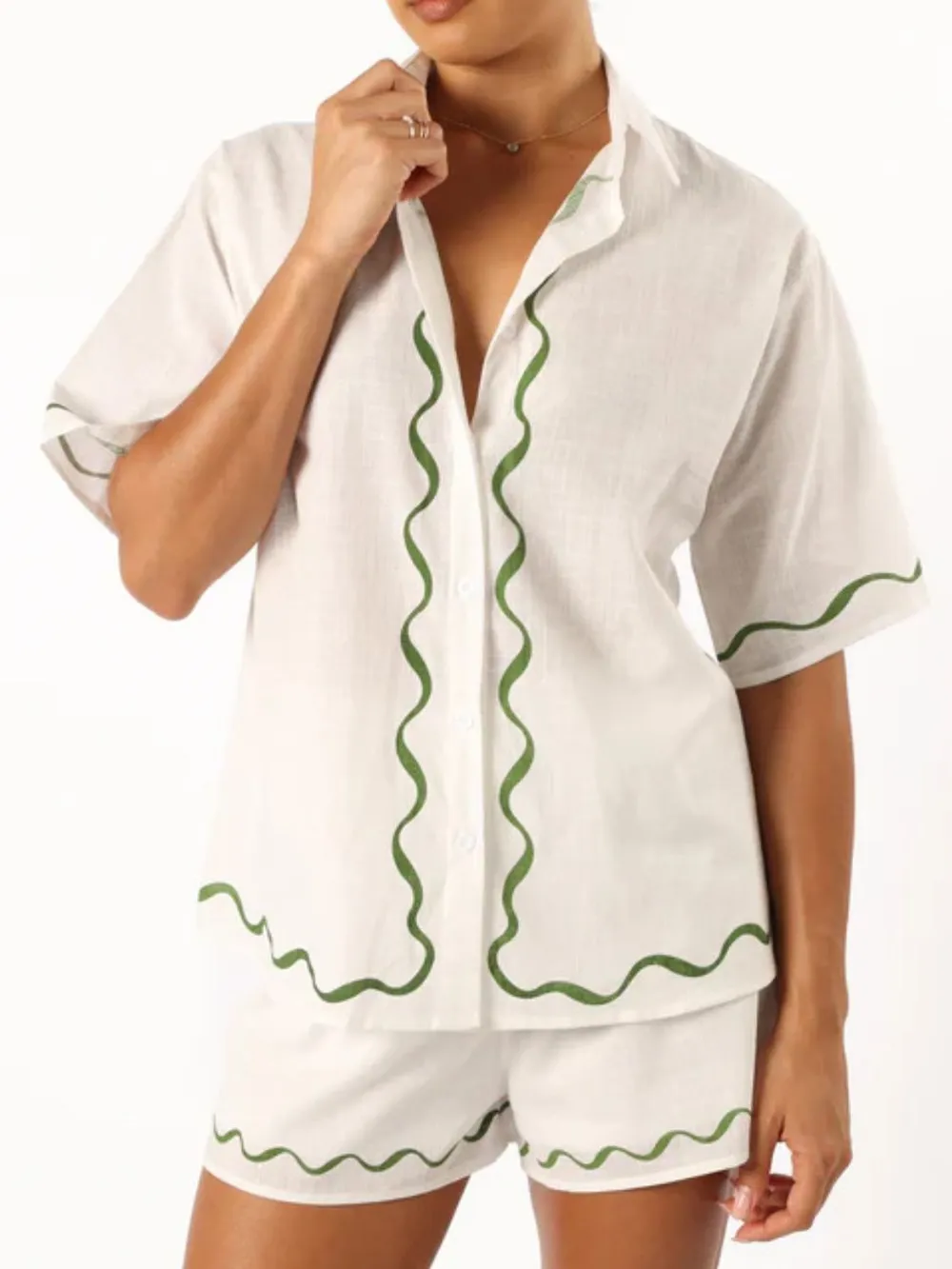 Button Up Half Sleeve Top and Shorts Set, image 6