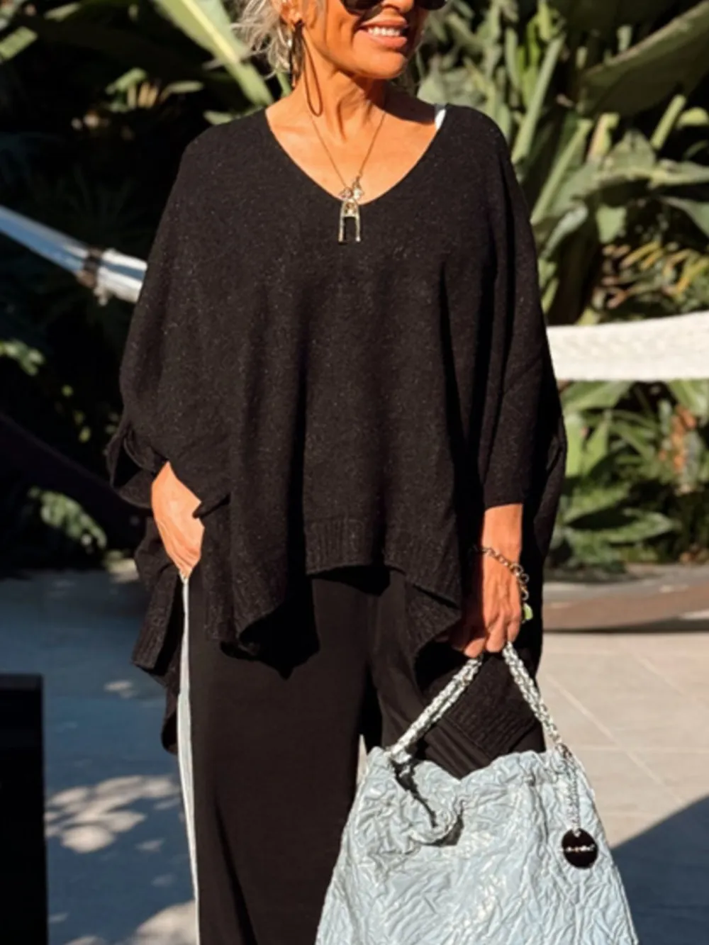Ribbed Hem V-Neck Sweater, image 8