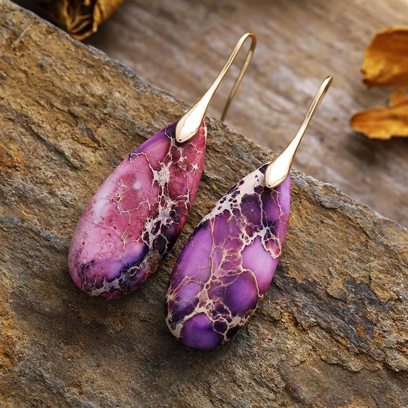 Teardrop Shape Natural Stone Dangle Earrings, image 2