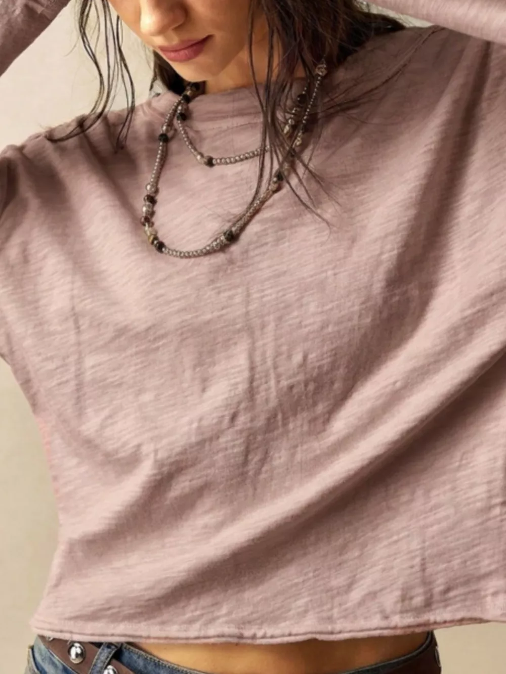 Exposed Seam Long Sleeve Shirt with Two Way to Wear, image 11