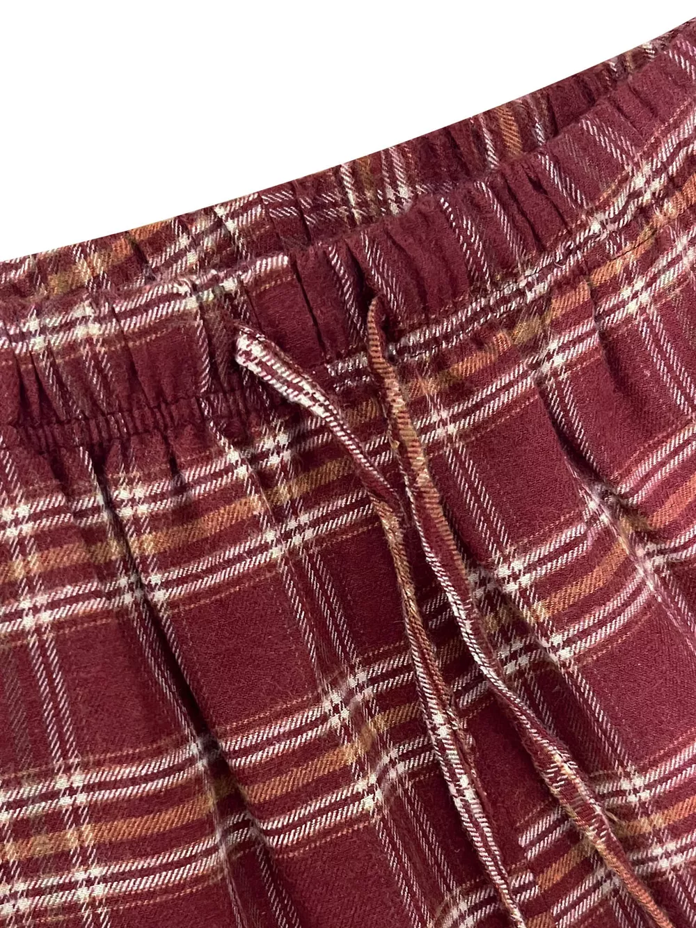 Plaid Drawstring Wide Leg Pants, image 6