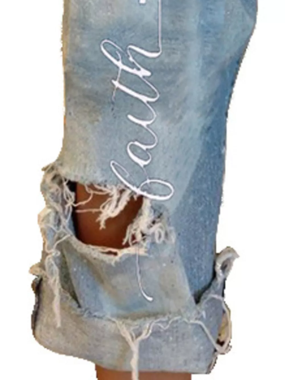 Full Size Floral Distressed Cropped Jeans Plus Size, image 3