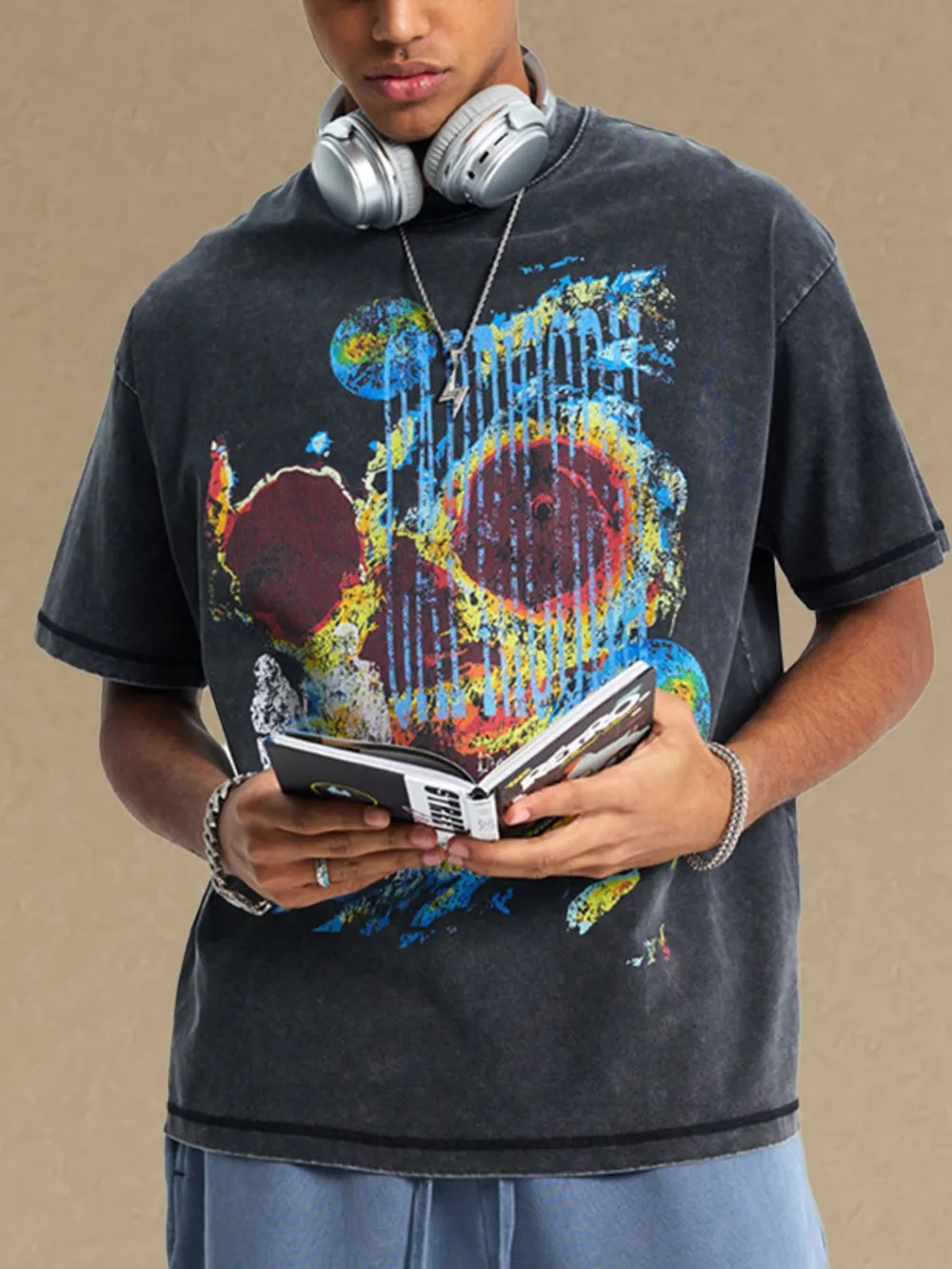 Men's Graphic Round Neck Half Sleeve T-Shirt, image 4