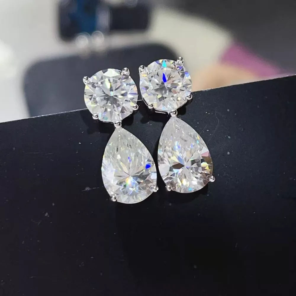 16 Carat Moissanite 925 Sterling Silver Earrings, image 3