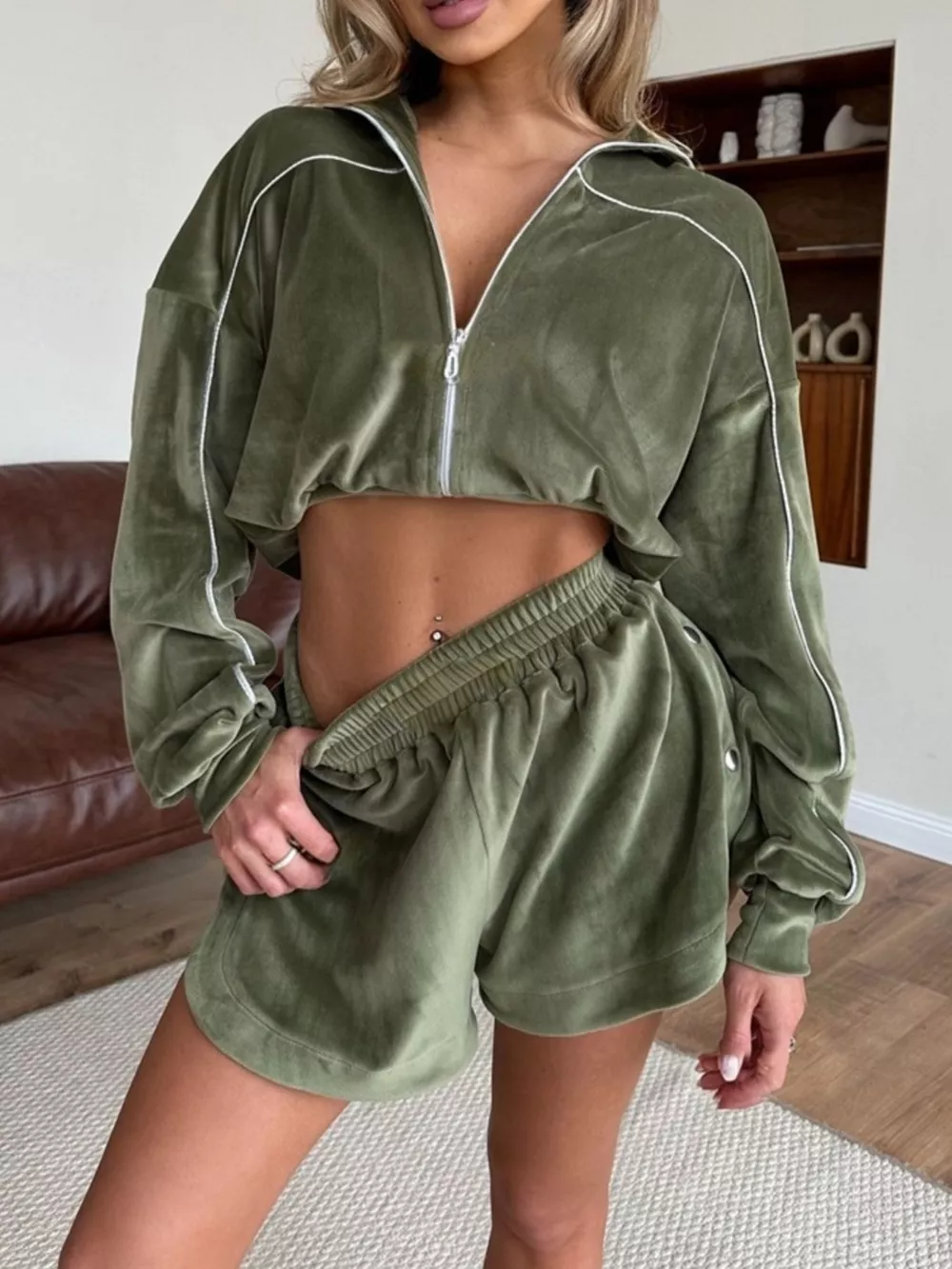 Zip-Up Outerwear and Shorts Set, image 27