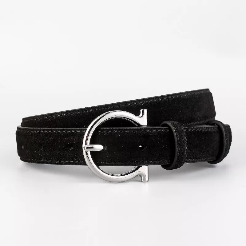Leather Belt with Silver Buckle, image 2