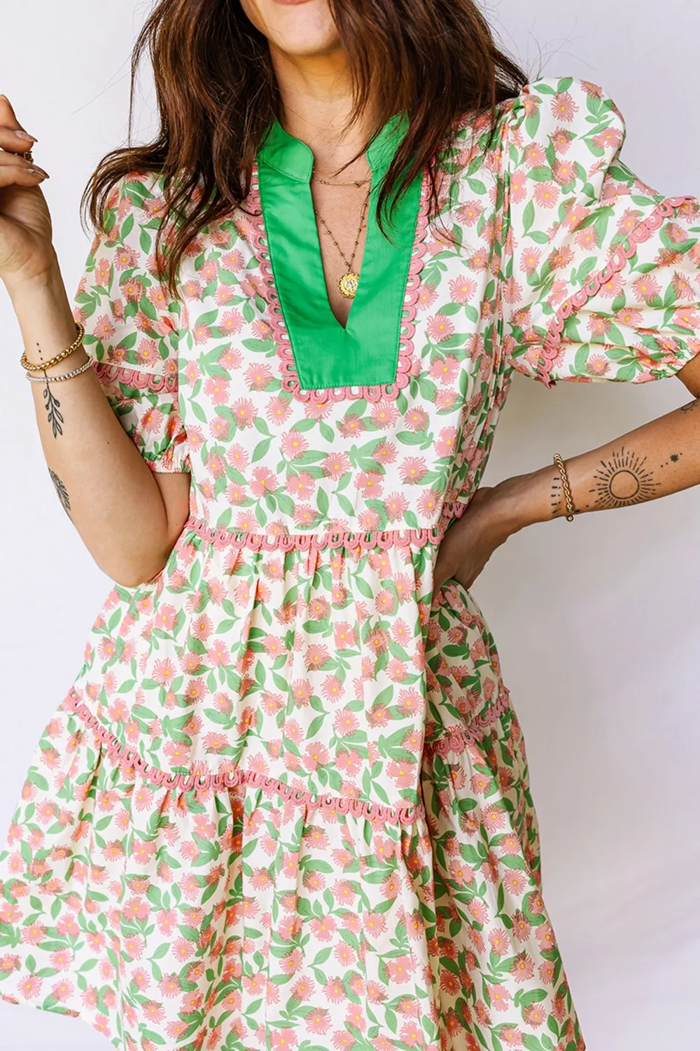 Floral Print Tiered Mini Dress, image 5