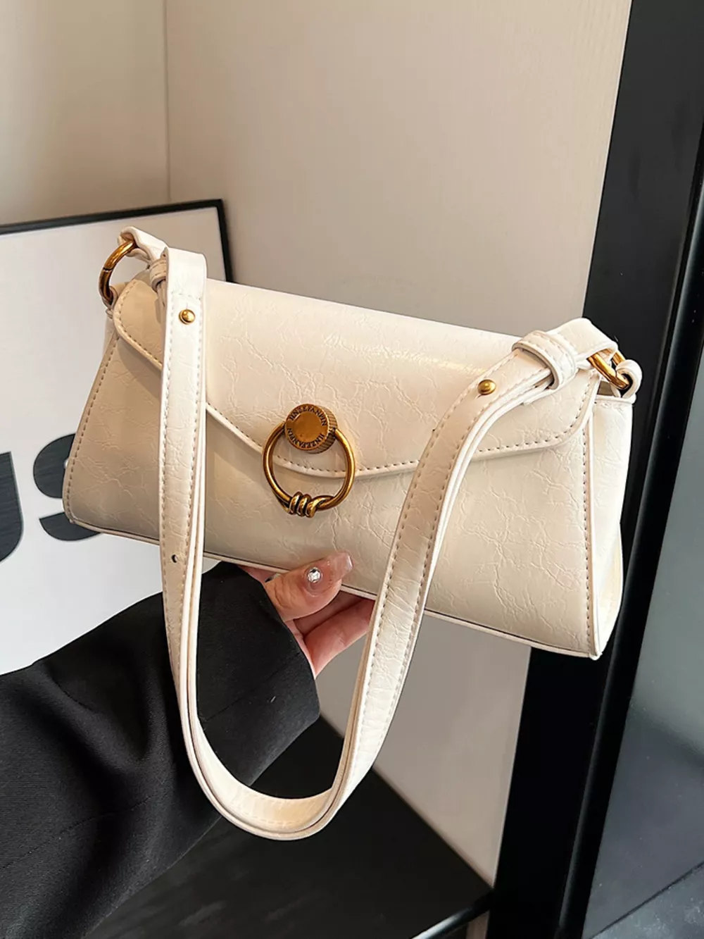 Retro Ring Decor Shoulder Bag, image 3