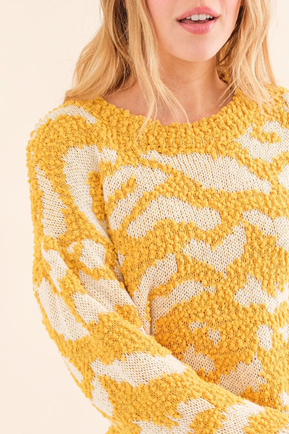 Full Size Textured Pattern Contrast Sweater, image 2