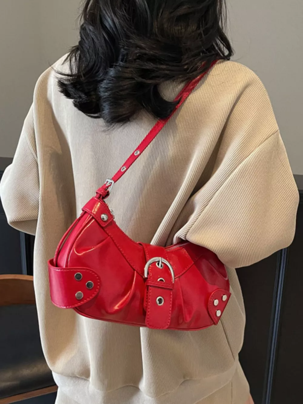 Studded Buckle Shoulder Bag, image 7