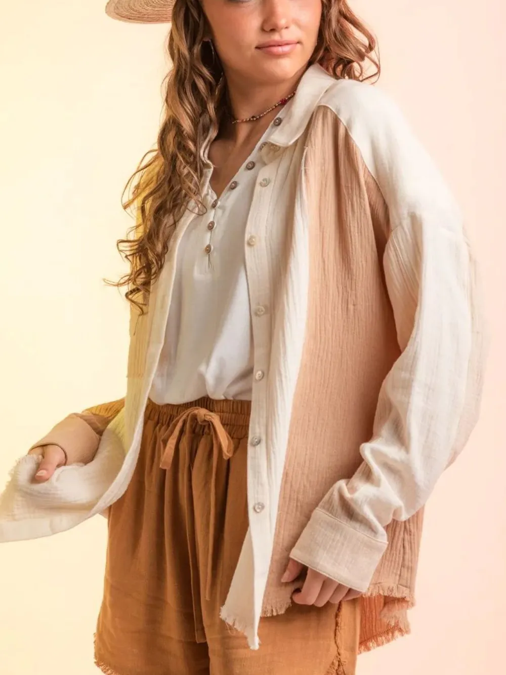Contrast Button Up Long Sleeve Shirt, image 3