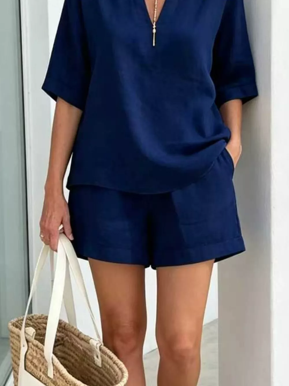 Full Size Half Sleeve Top and Shorts Set Plus Size, image 10