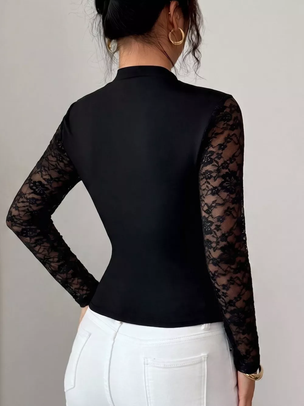 Lace Trim Cutout Front Top, image 4