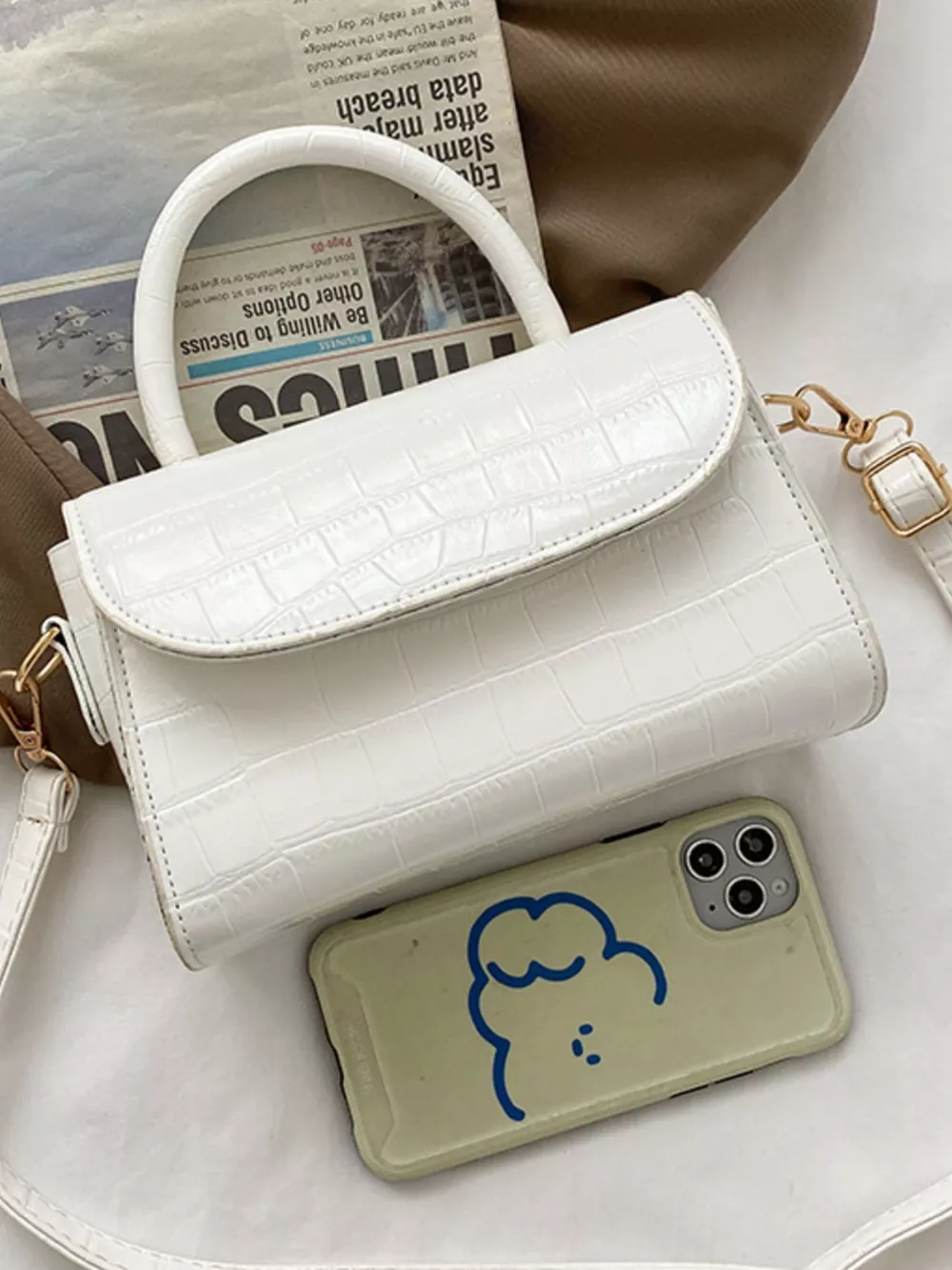 Crocodile Pattern Top Handle Crossbody Bag, image 4