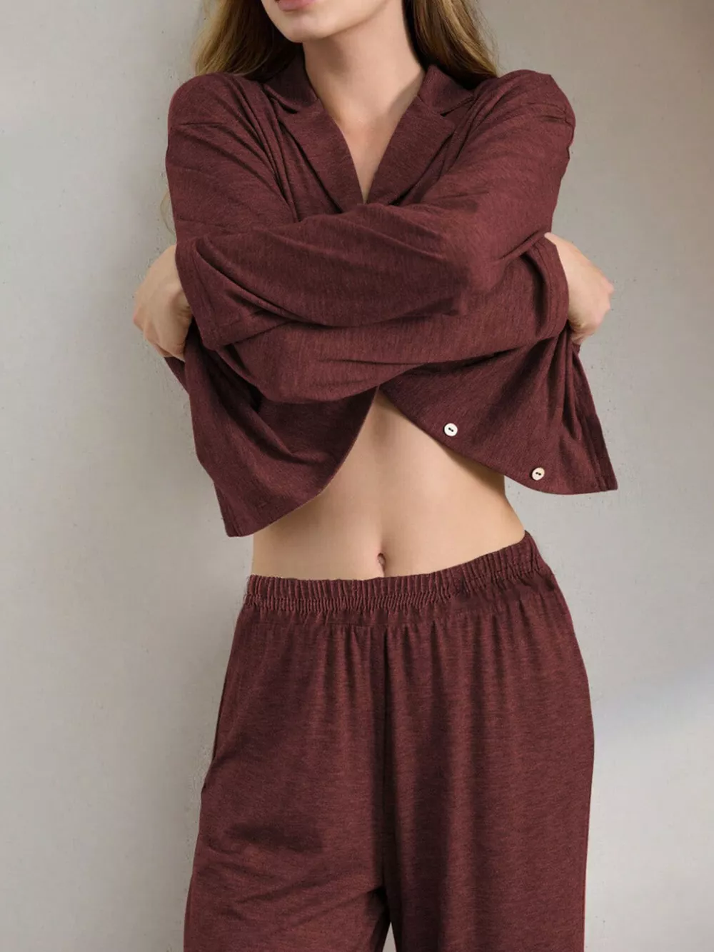 Button-Down Top and Wide-Leg Pants Lounge Set, image 14