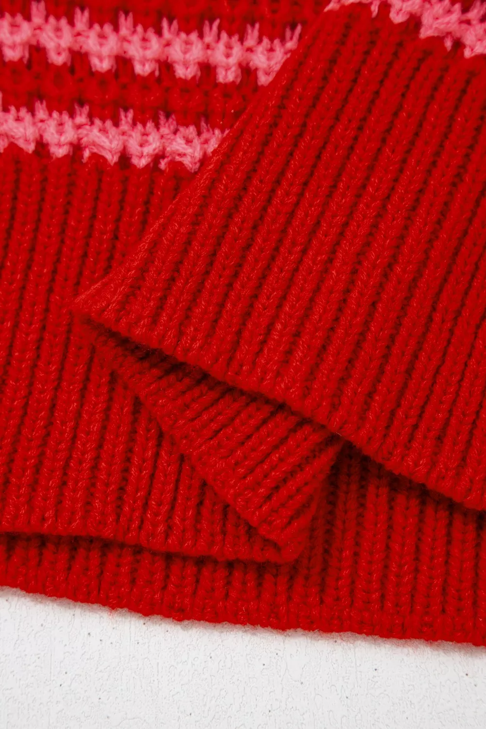 Stripe Wavy Crochet Eyelet Detail Ruffle Half Sleeve Sweater, image 9