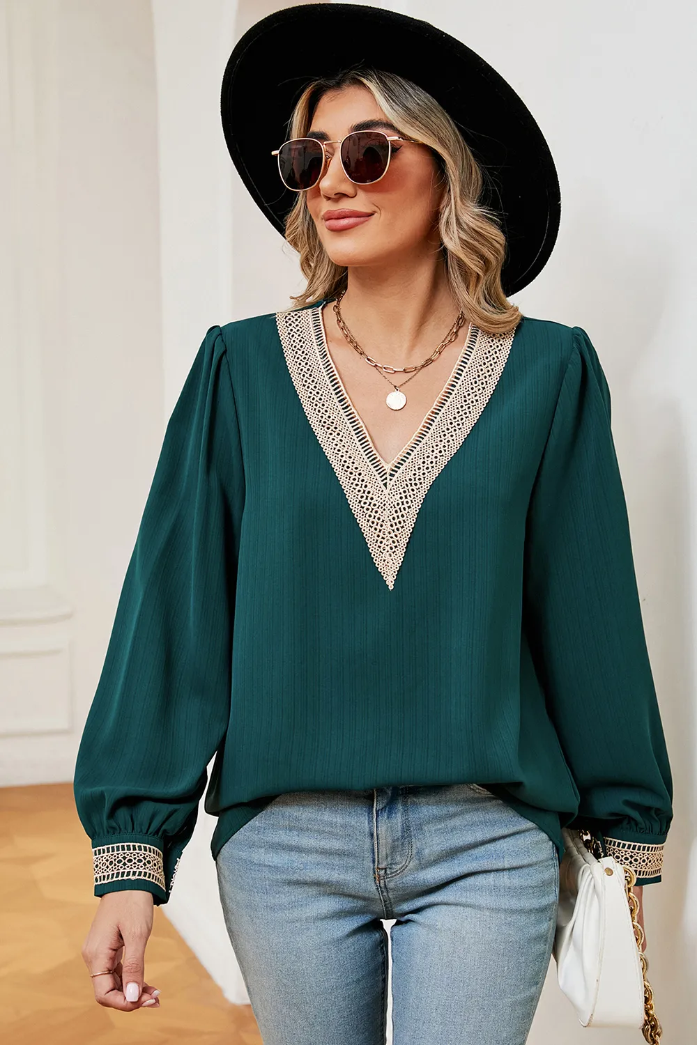 V-Neck Long Sleeve T-Shirt, image 13
