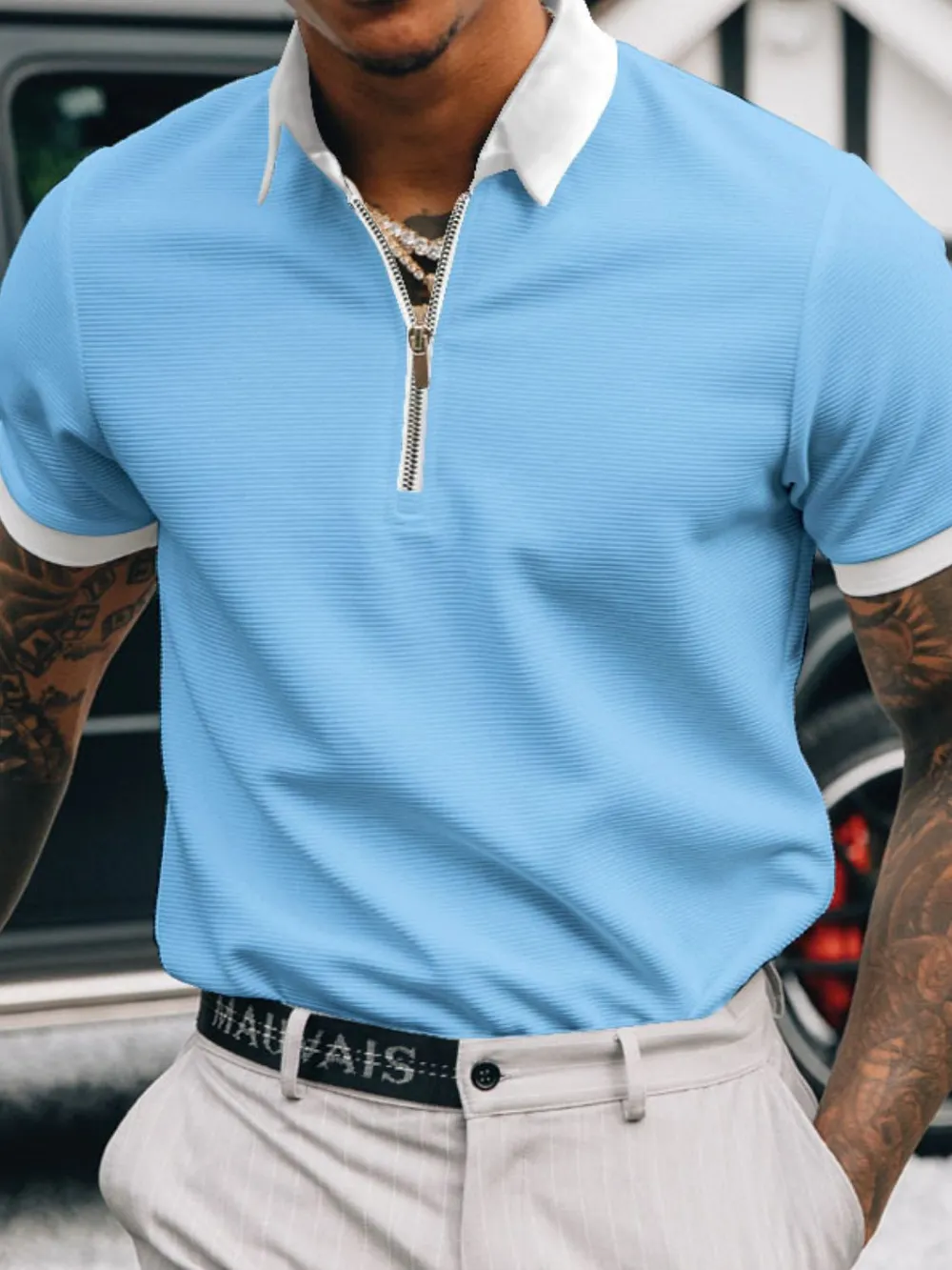 Men's Full Size Collared Neck Short Sleeve Polo Plus Size, image 3