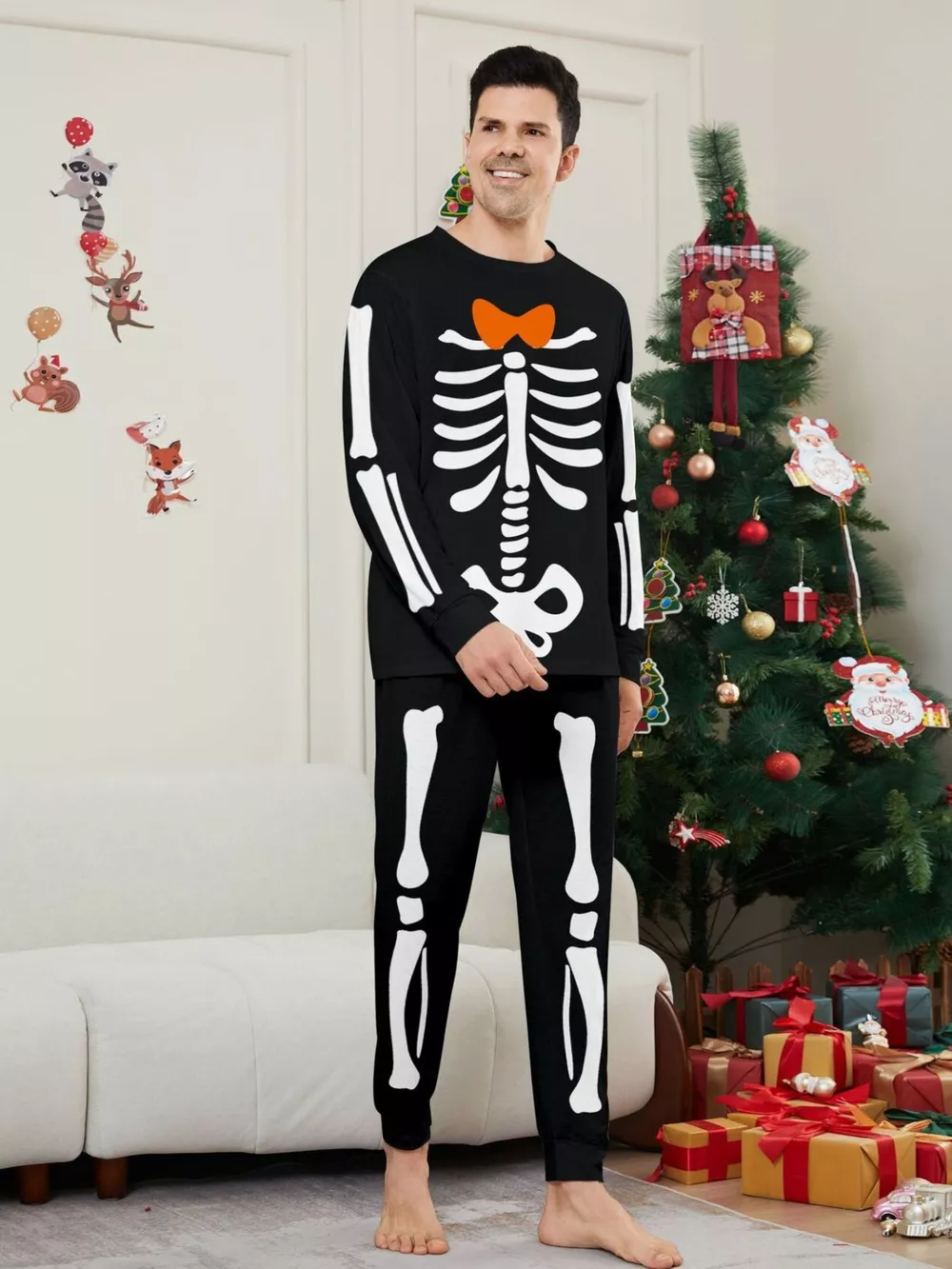 Full Size Matching Family Skeleton Pajama Set Plus Size, image 7
