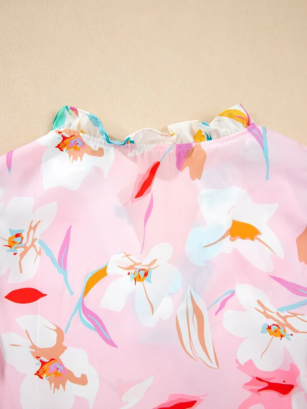 Printed Notched Cap Sleeve Blouse, image 2