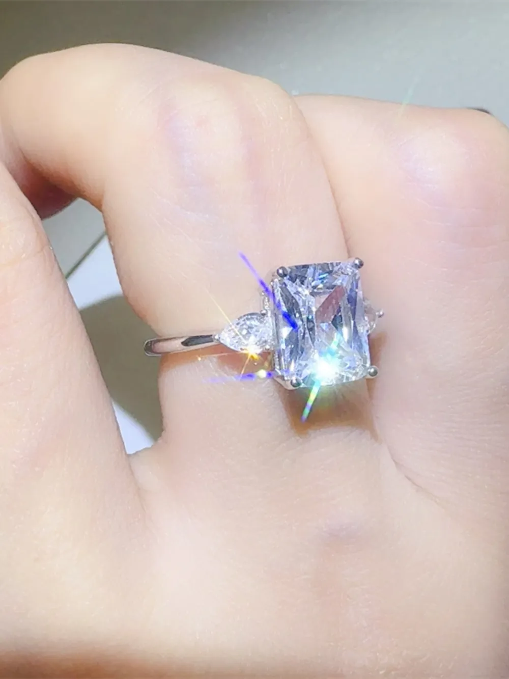 3 Carat Moissanite 925 Sterling Silver Square Shape Ring, image 2