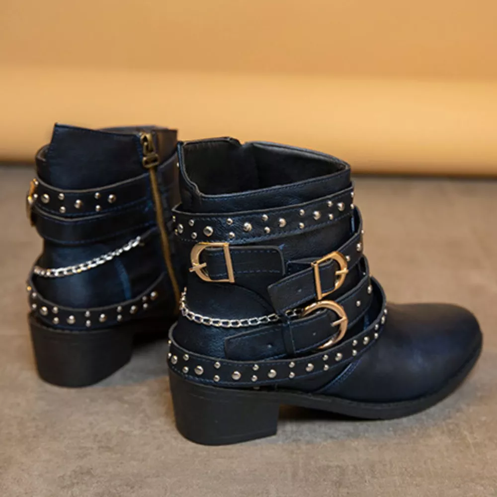 Studded Buckle Ankle Boots, image 3
