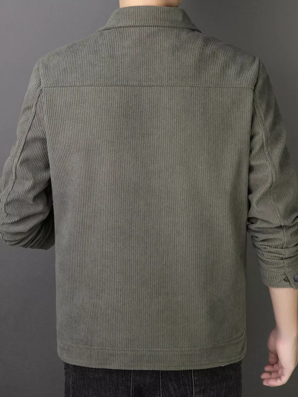 Men's Plus Size Casual Corduroy Button-Down Jacket, image 9