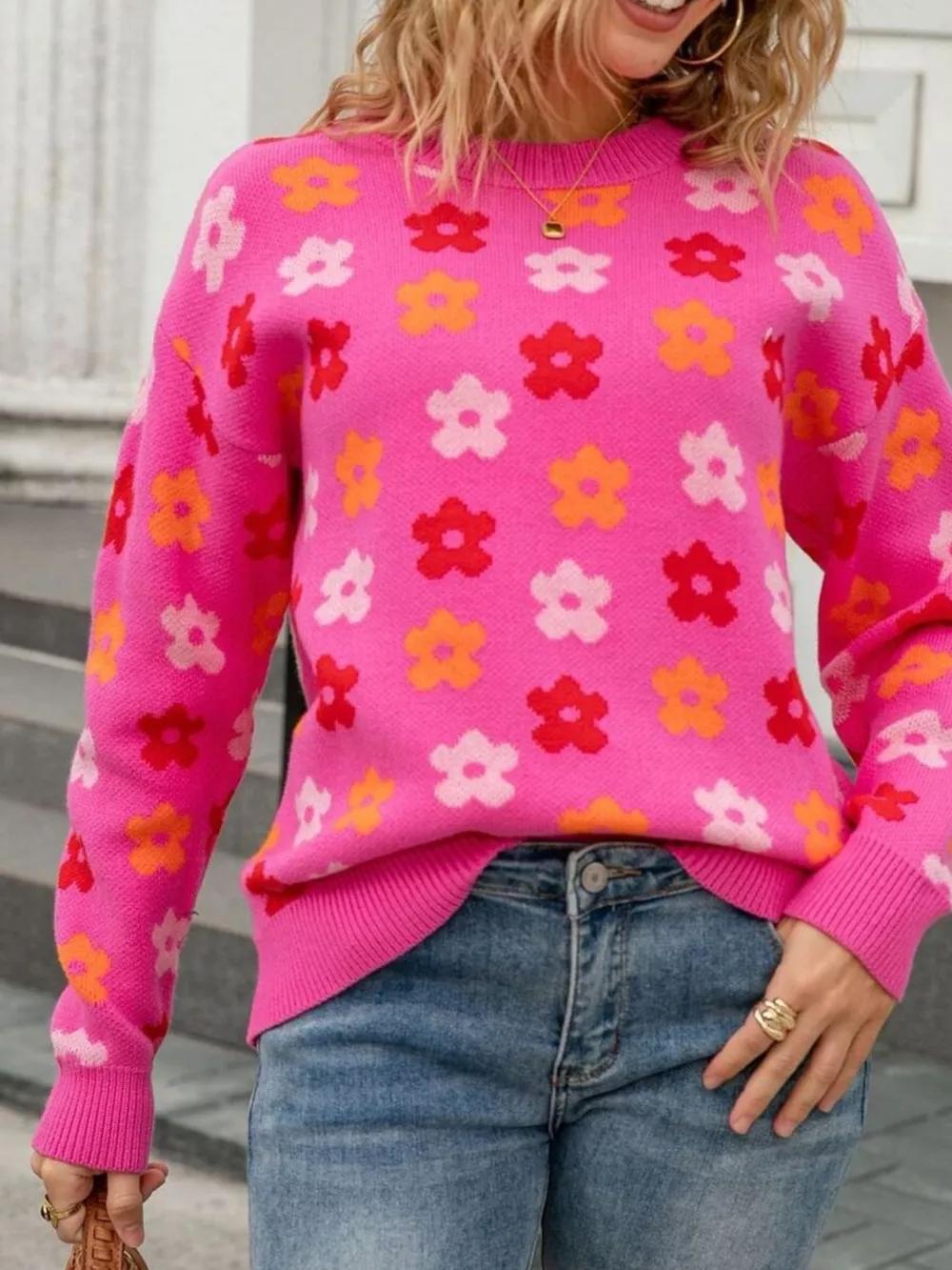 Floral Crew Neck Sweater, image 6