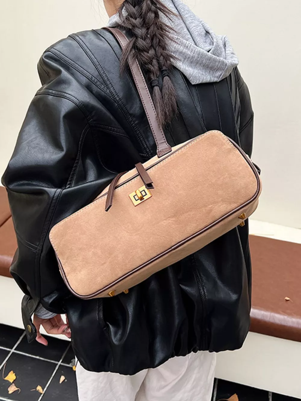 Suede Leather Shoulder Bag, image 10
