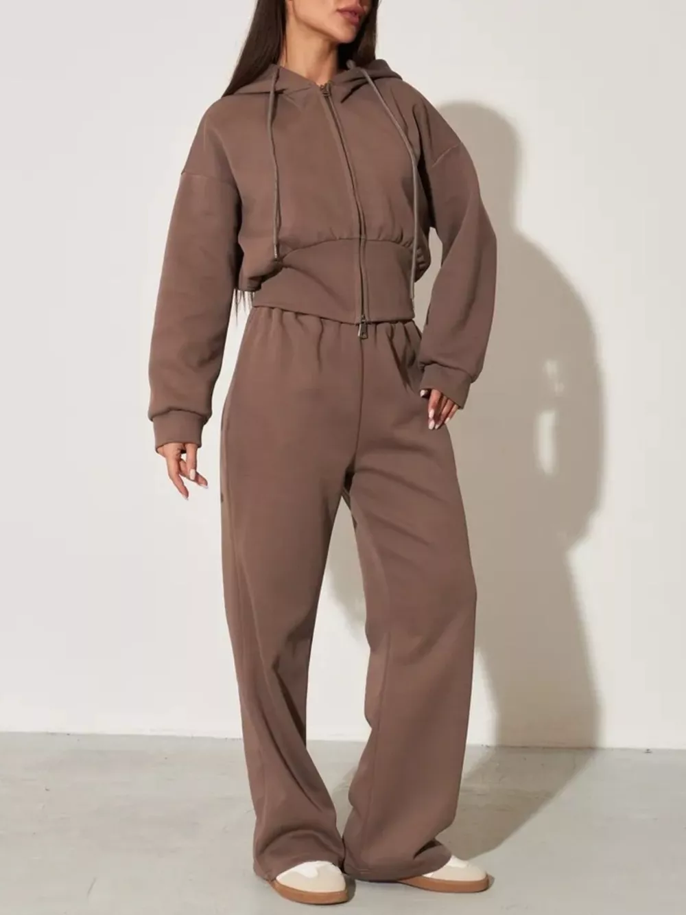 Zip-Up Hoodie and Wide-Leg Pants Set, image 26