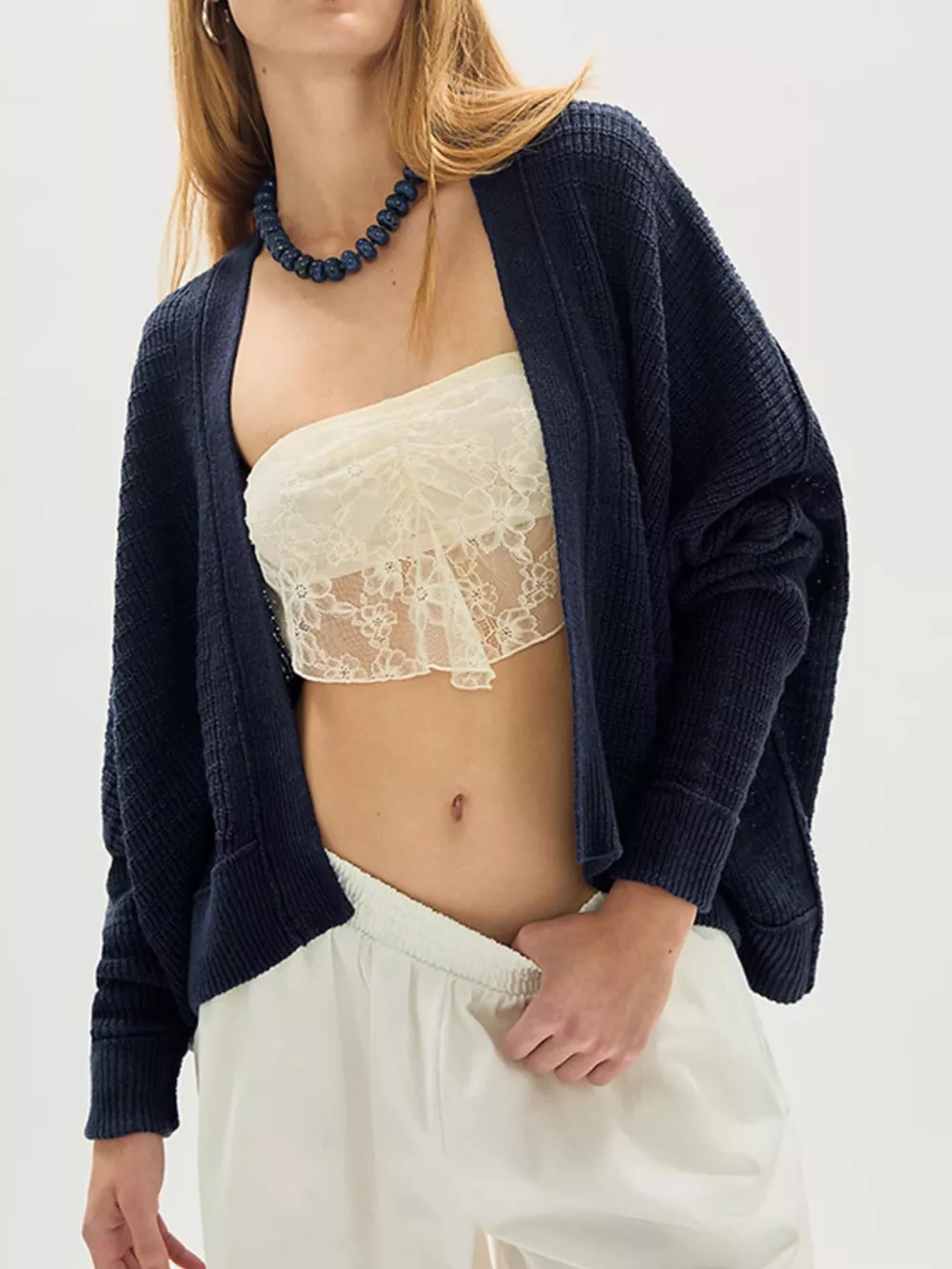 Open-Front Long Sleeve Knit Cardigan, image 5
