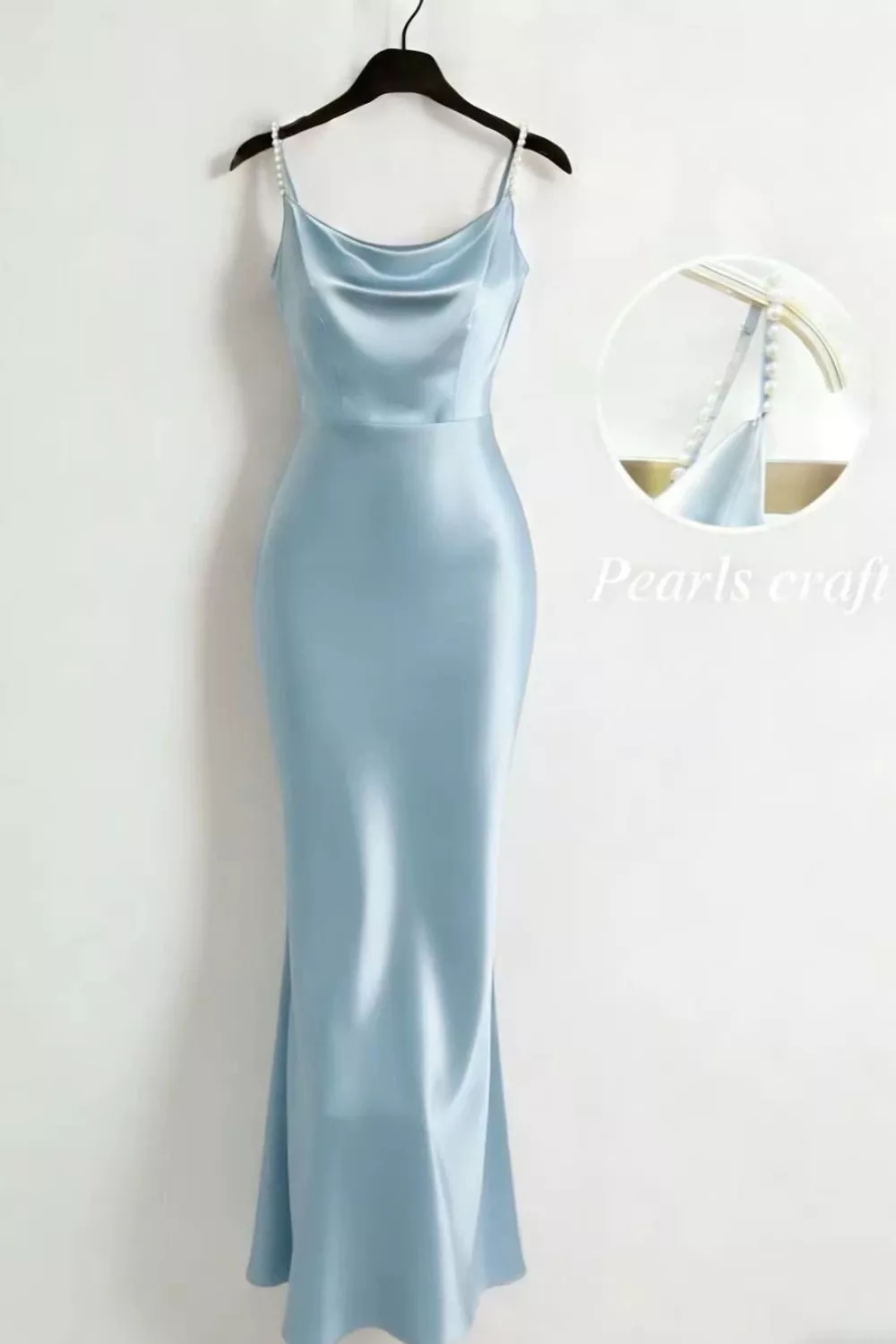 Pearl Strap Cowl Neck Satin Maxi Dress, image 13