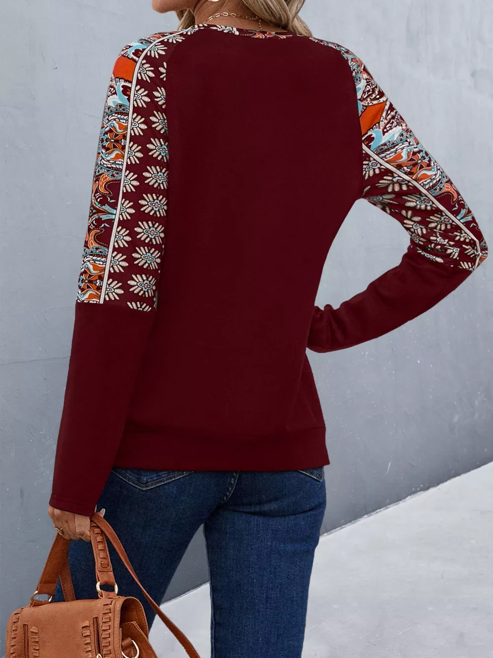 Printed Raglan Sleeve Round Neck T-Shirt, image 3
