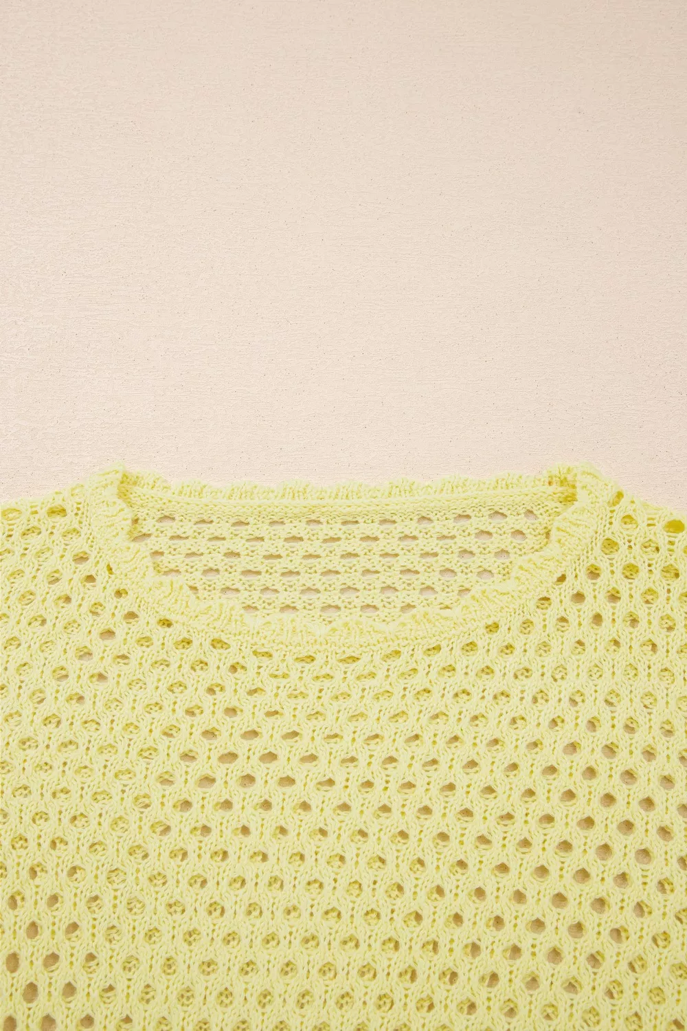 Scalloped Trim Hollow Out Knit Long Sleeve Top, image 6