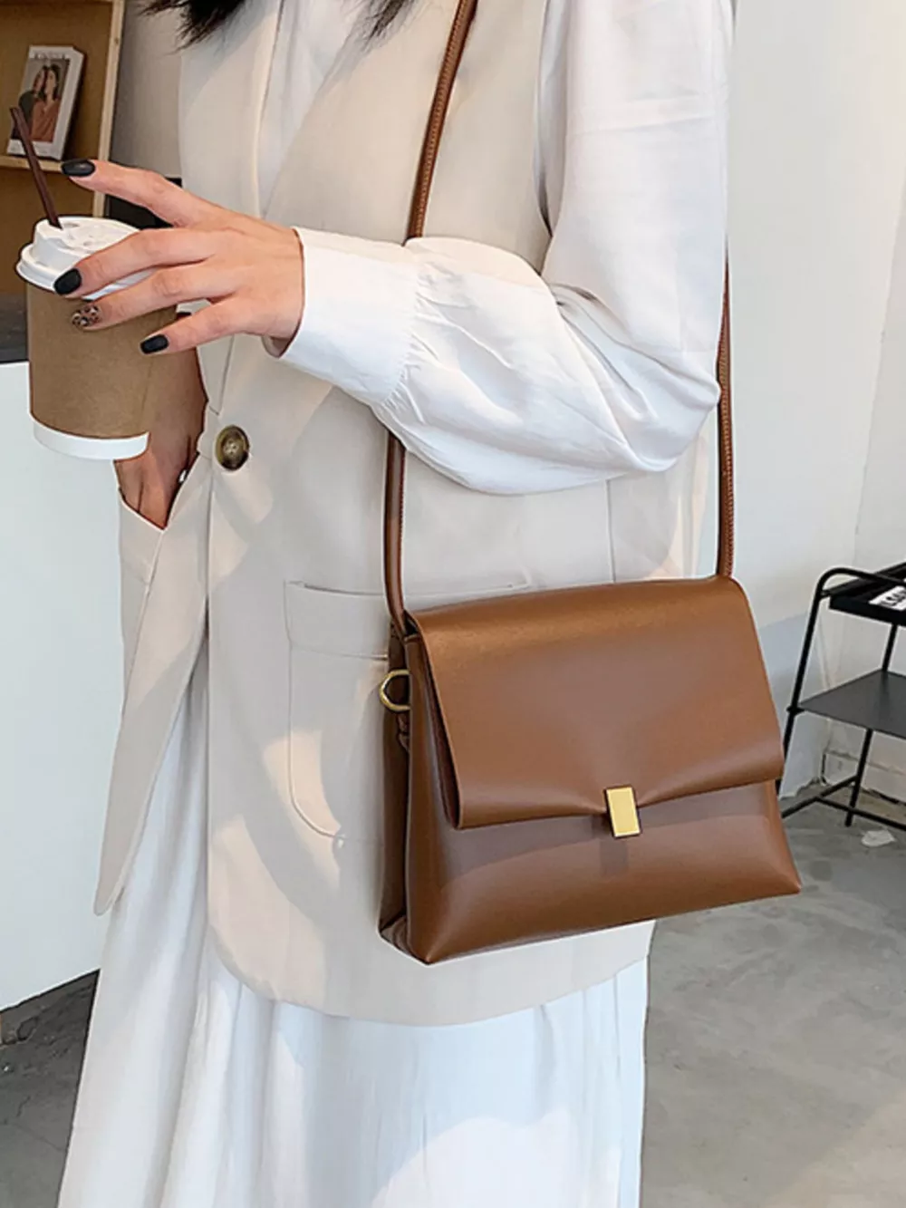Flap Leather Crossbody Bag, image 3