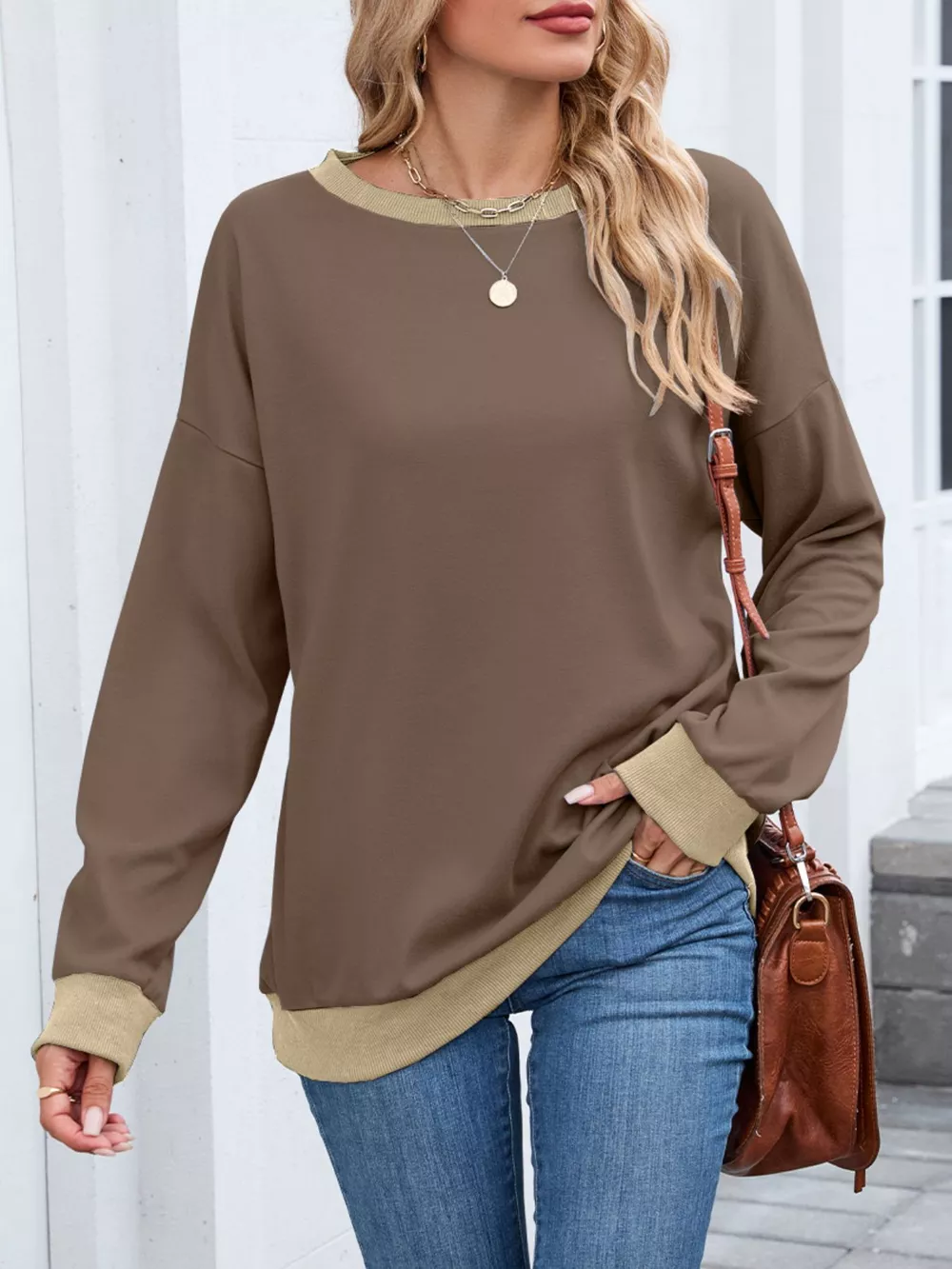Contrast Trim Long Sleeve Sweatshirt, image 18