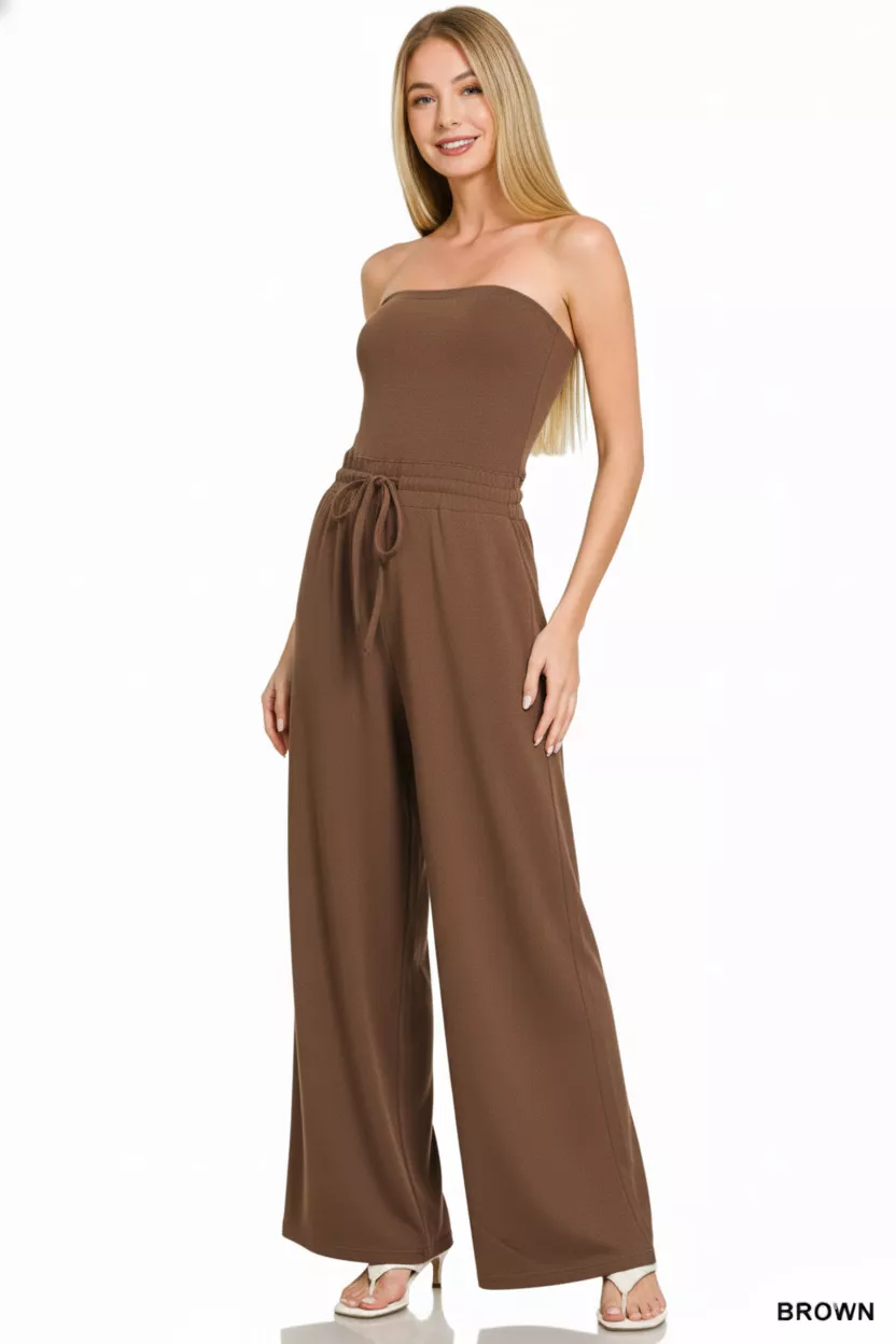 Tube Top Jumpsuit with Drawstring Waist, image 2