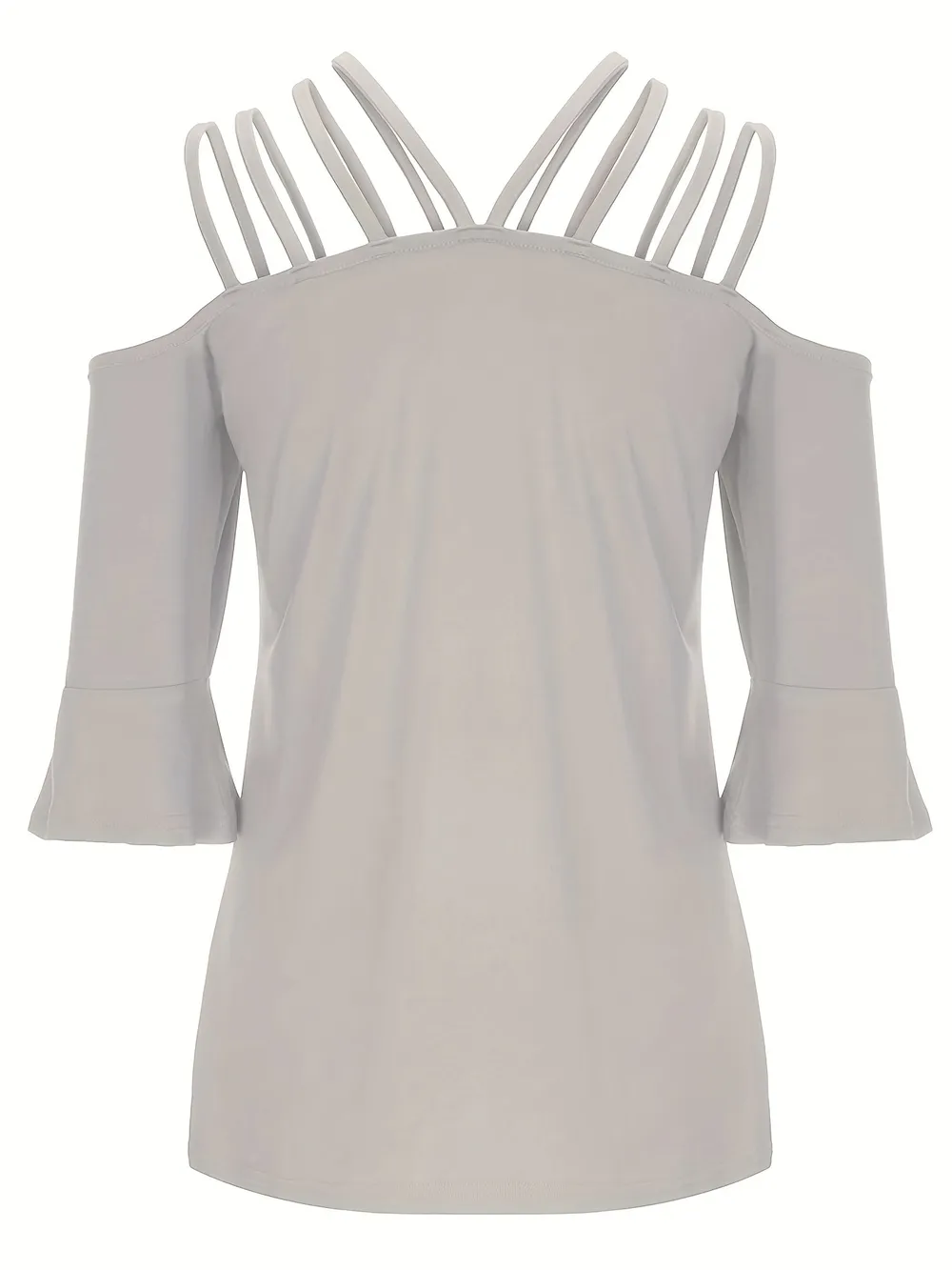 Full Size Cold Shoulder Three-Quarter Sleeve Blouse, image 3