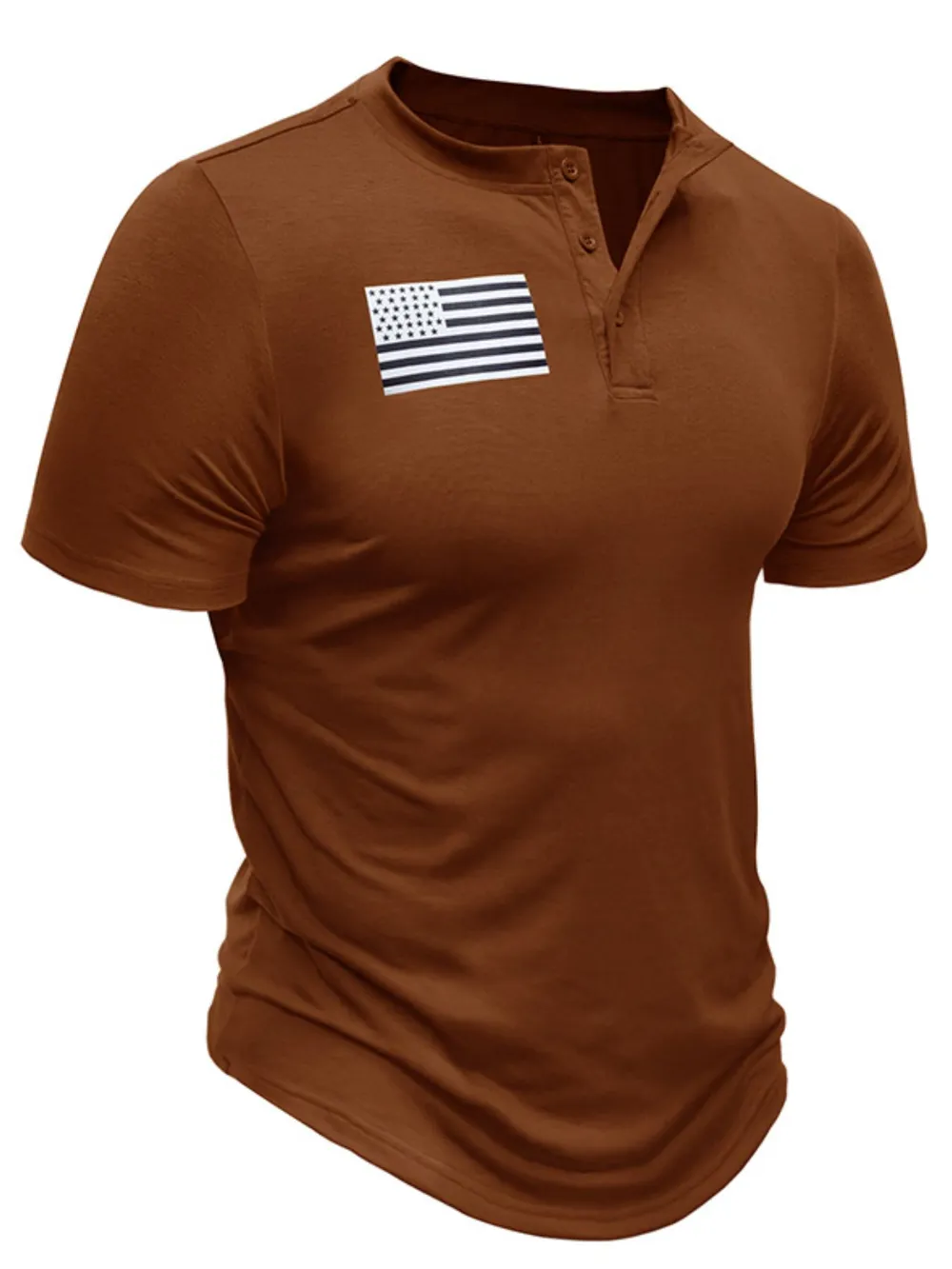 Men's American Flag Short Sleeve Henley Top, image 11