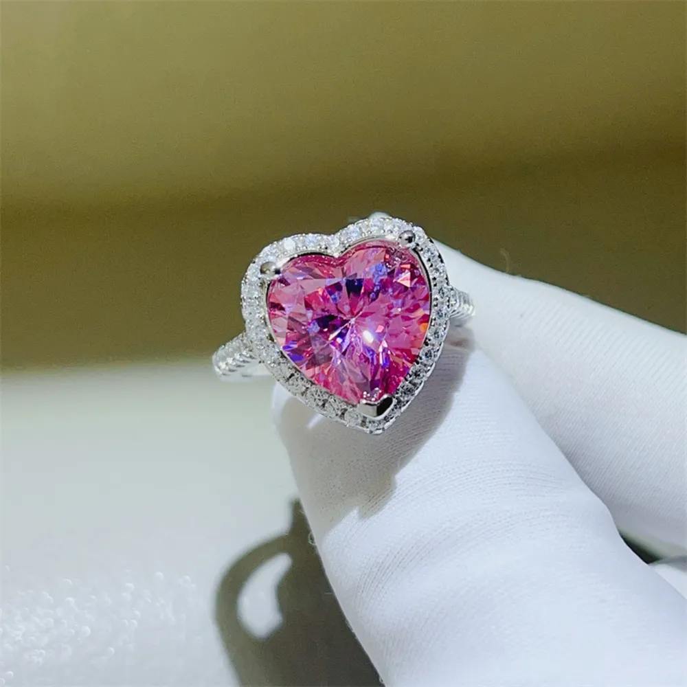 5 Carat Moissanite 925 Sterling Silver Heart Ring, image 5