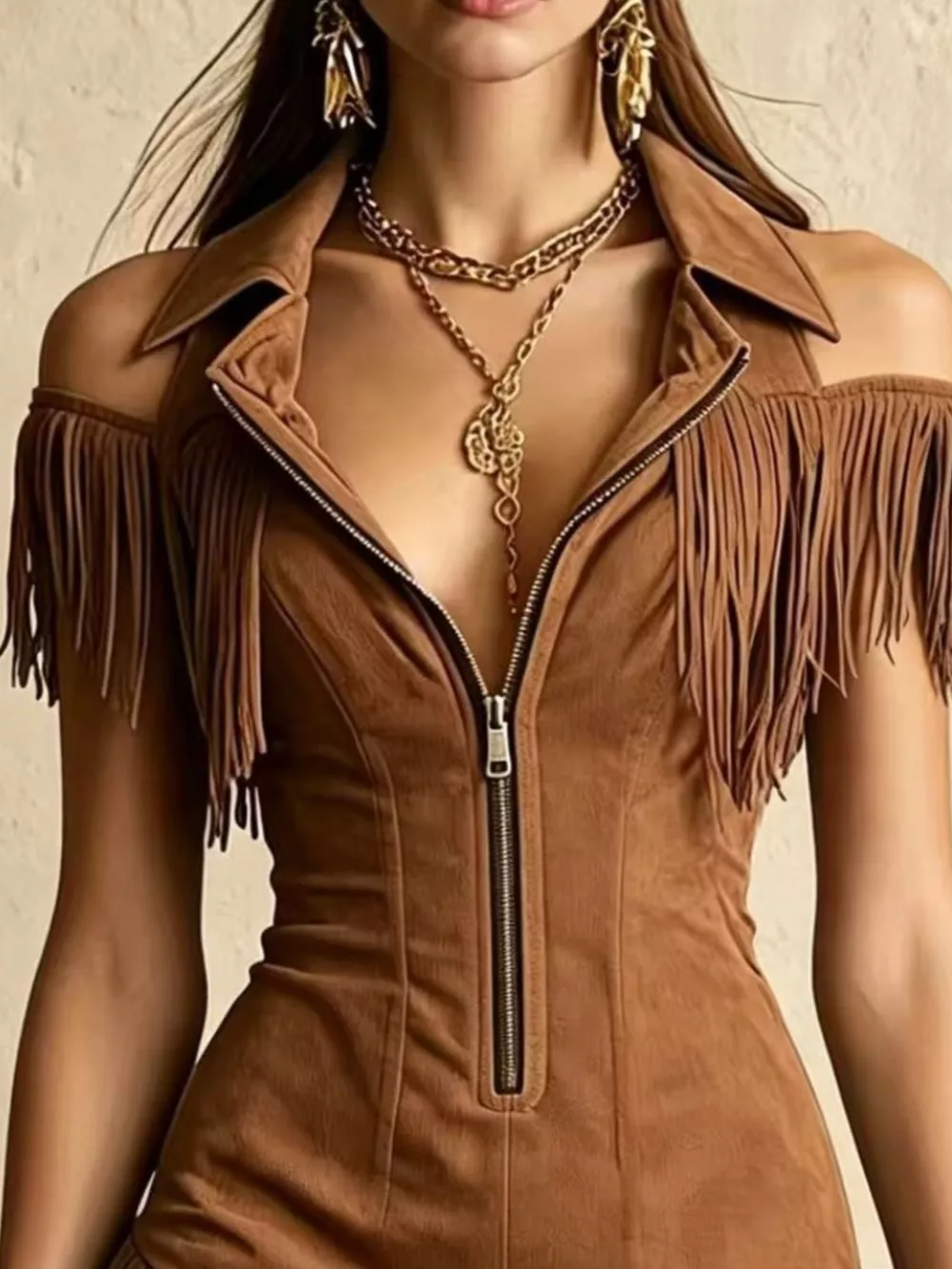 Fringed Cold Shoulder Mini Dress, image 5
