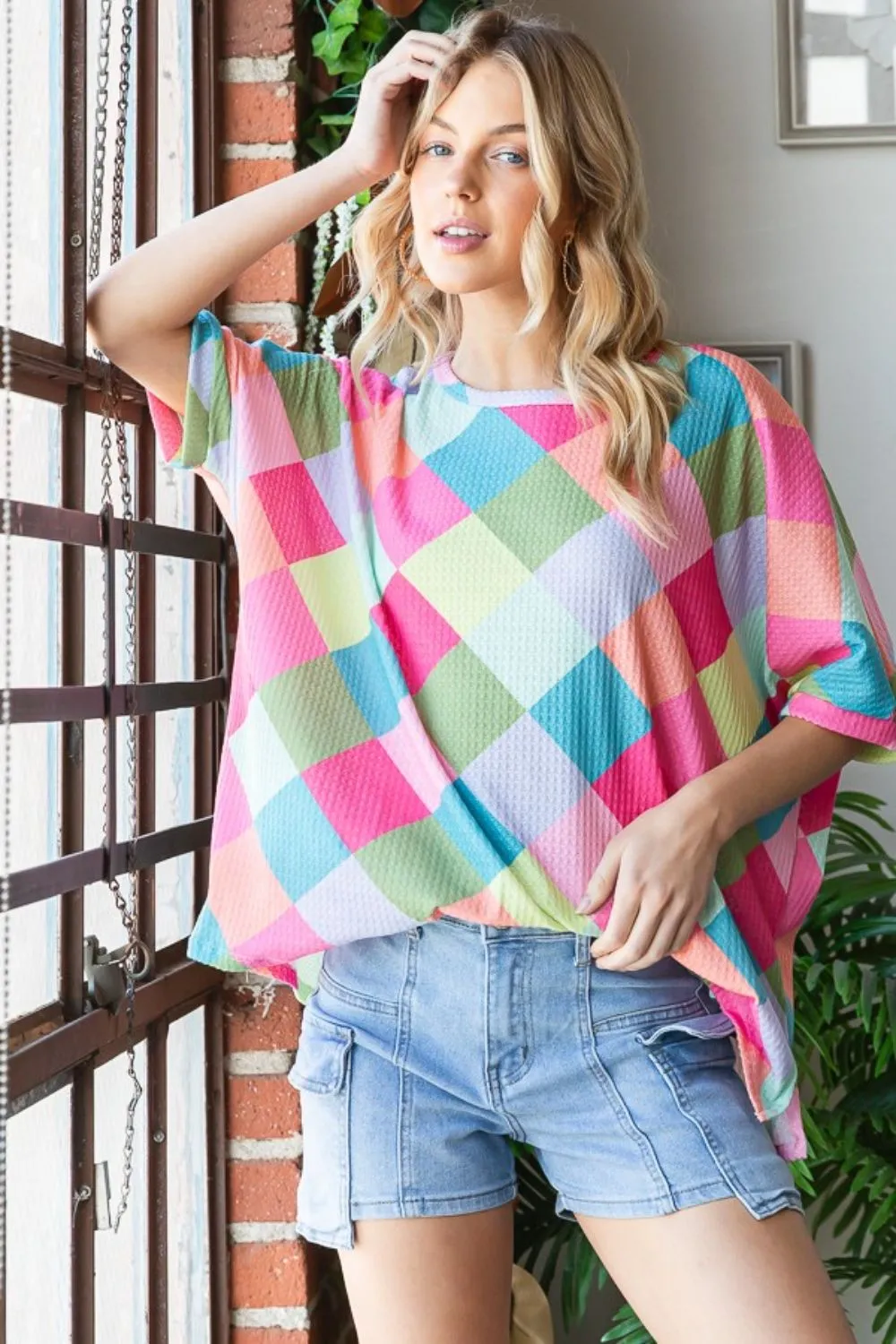 Color Block Waffle Oversized T-Shirt, image 3