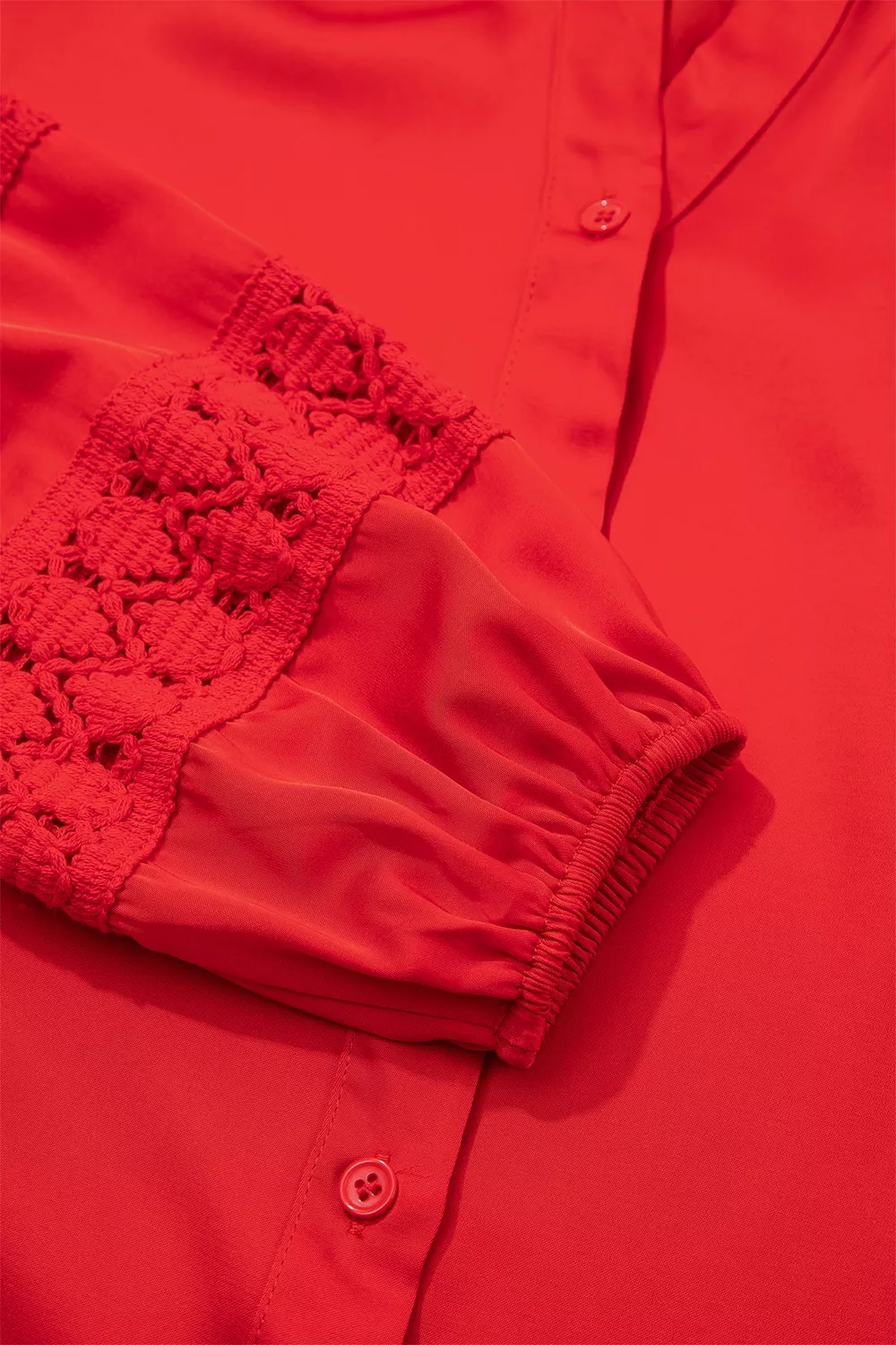 Christmas Patchwork Lace Long Sleeve V Neck Button Front Shirt, image 8
