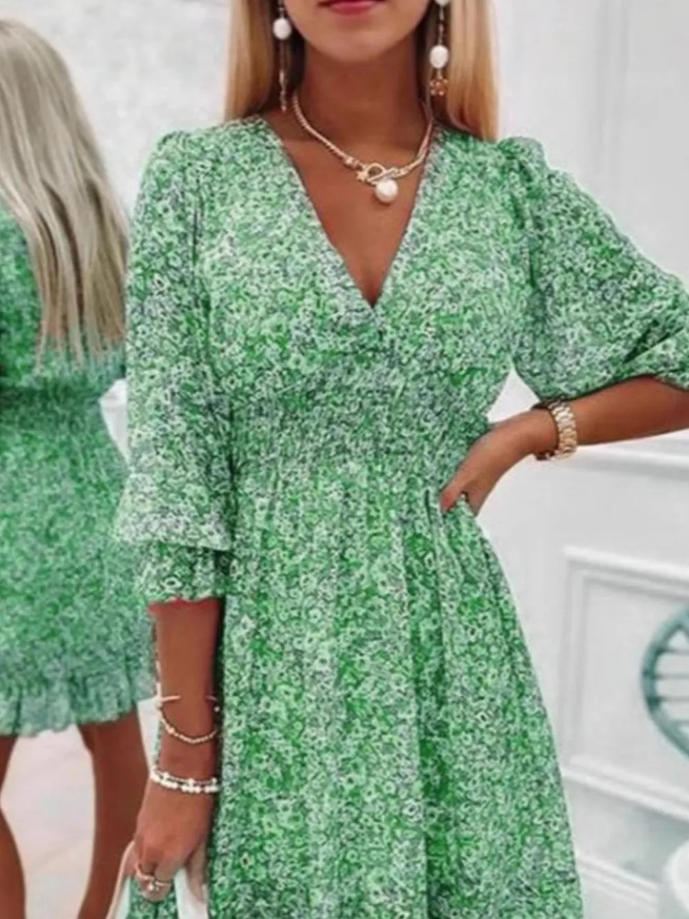 Full Size Ruffled Hem Floral Dress Plus Size, image 10