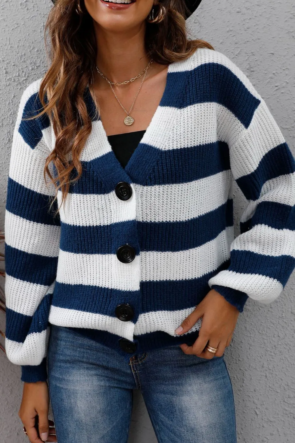 Striped Button Up Long Sleeve Sweater, image 17
