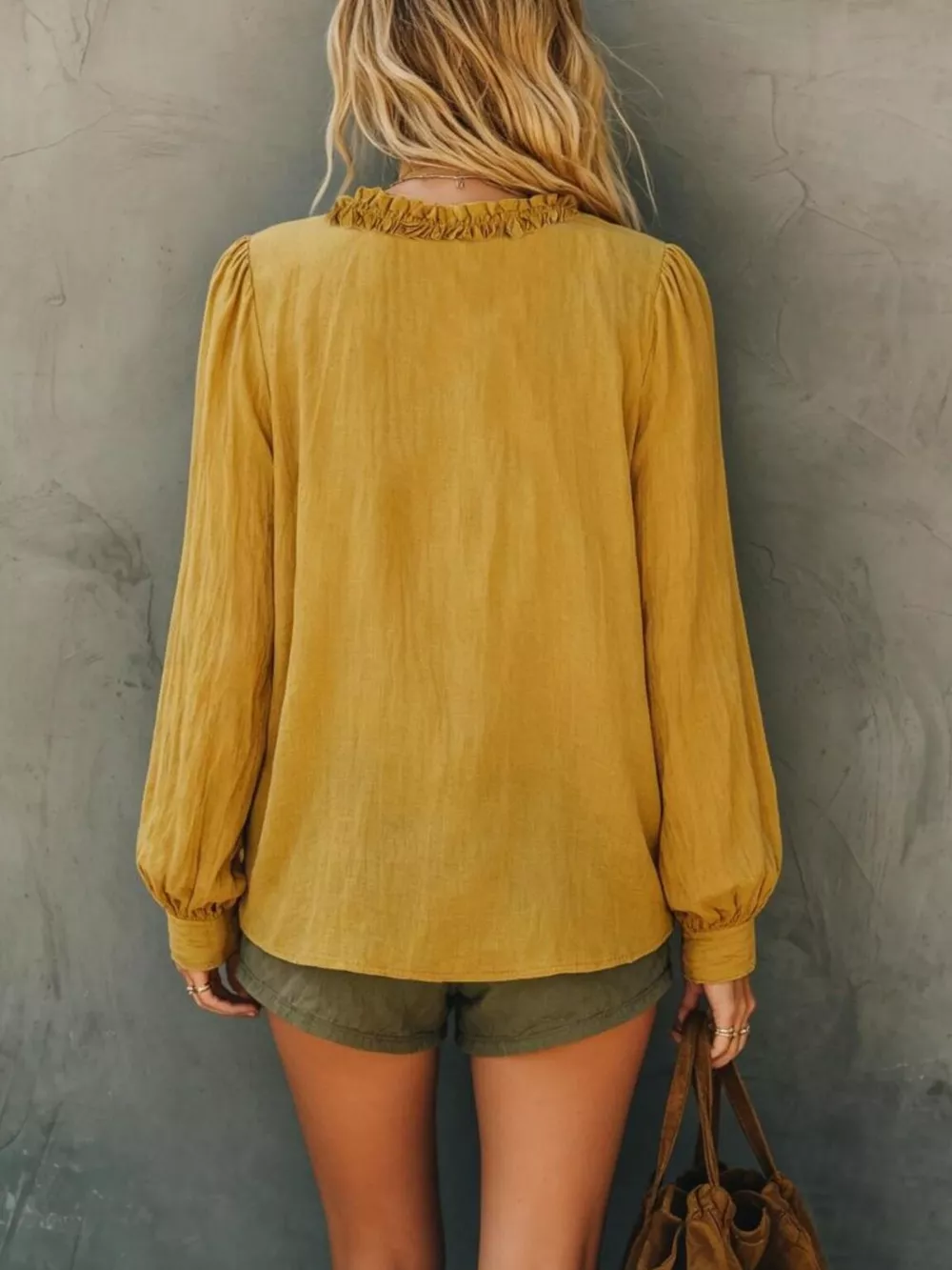 Frill V-Neck Long Sleeve Blouse, image 2