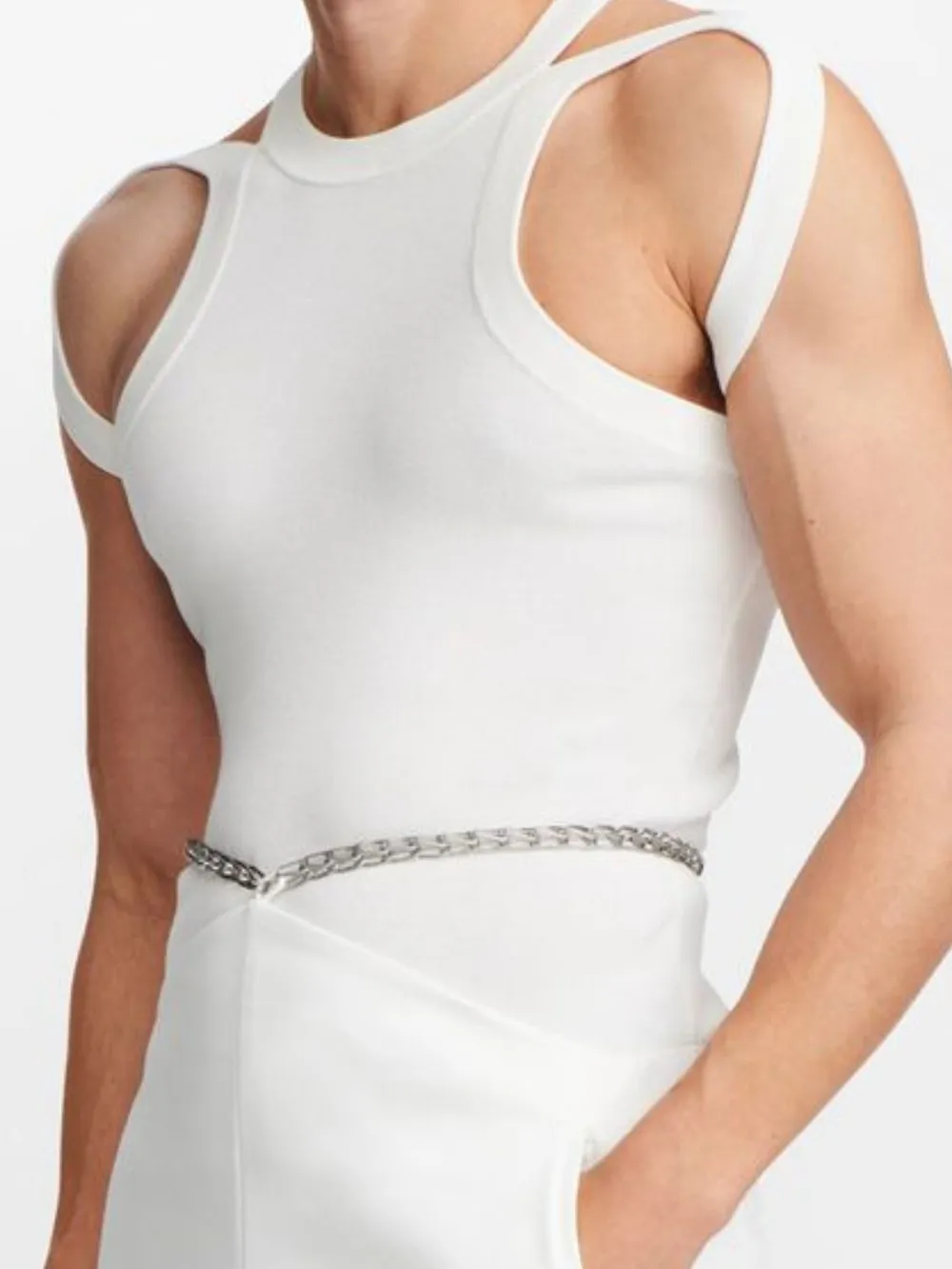 Men's Full Size Cutout Round Neck Tank Plus Size, image 5