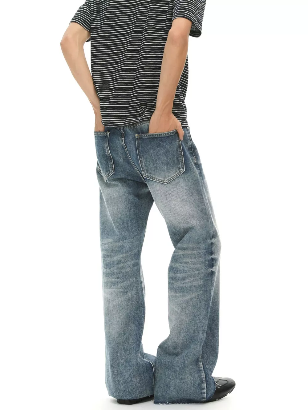 Men's Vintage Wash Flare Jeans, image 6
